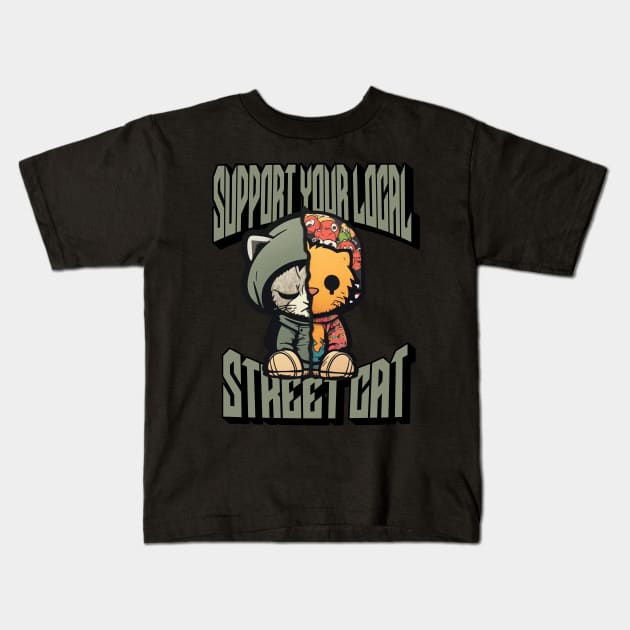 Street Cat Kids T-Shirt by Depressed Bunny